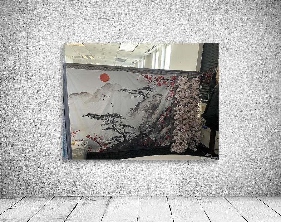 Japanese Ink Mountains Wall Preview
