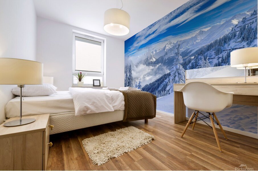 Winter landscape in Montafon Mural print