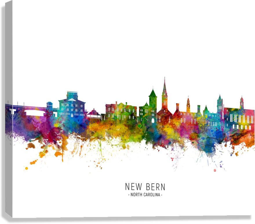 New Bern North Carolina Skyline Canvas Print
