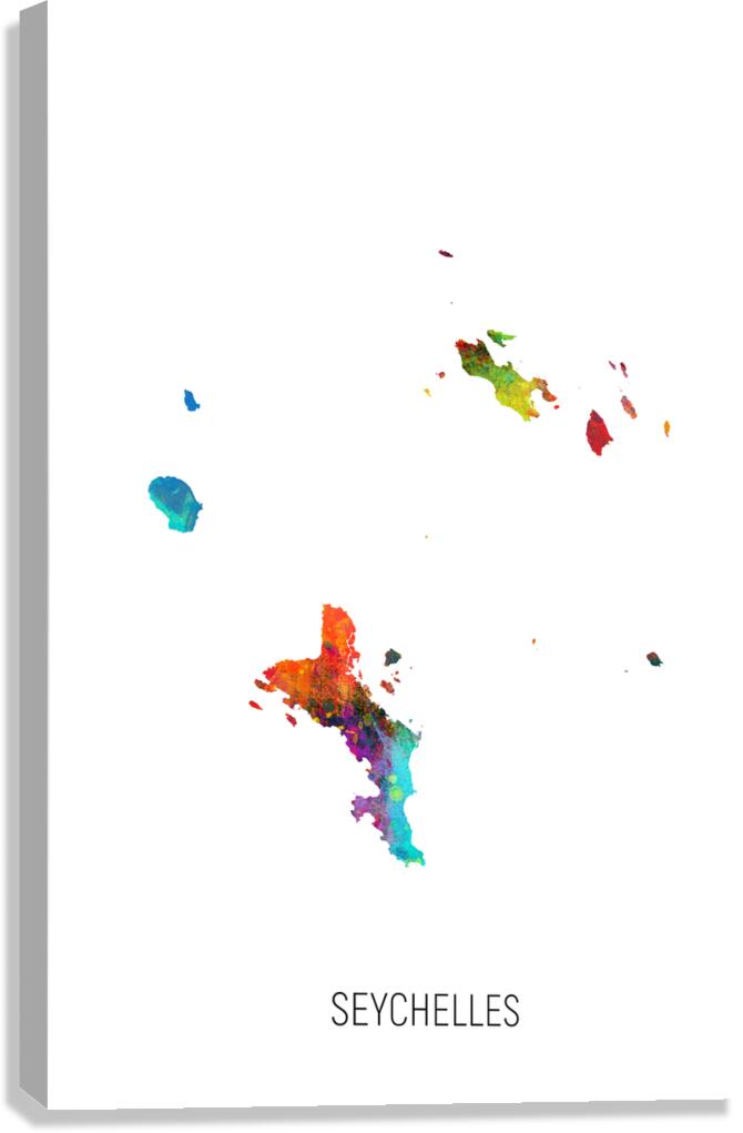 Seychelles Watercolor Map Canvas Print