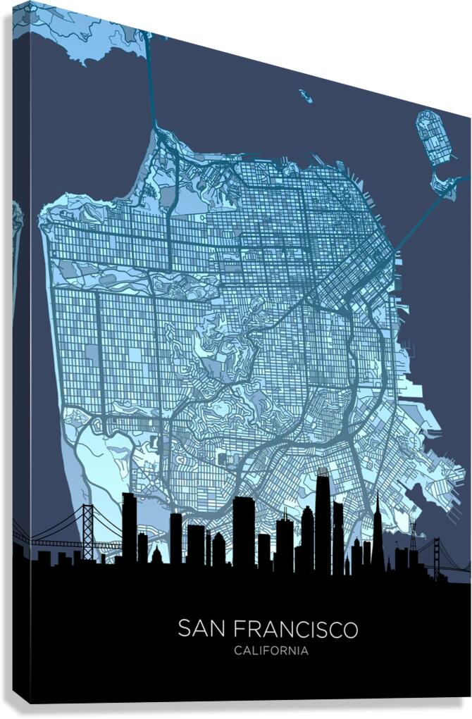 San Francisco California Skyline Map Canvas Print