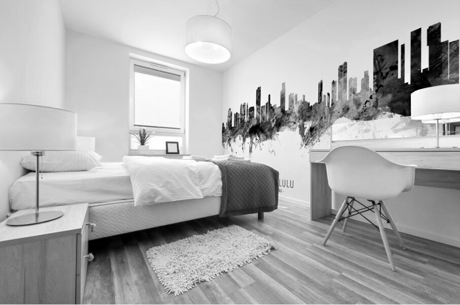 Honolulu Hawaii Skyline Mural print