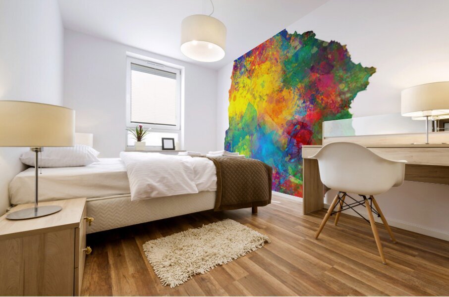 Uruguay Watercolor Map Mural print