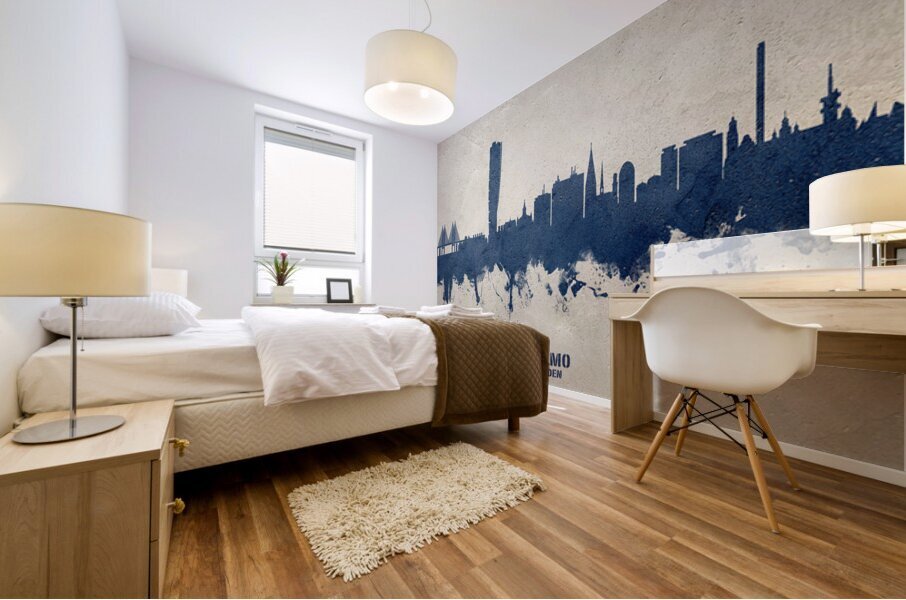 Malmo Sweden Skyline Mural print