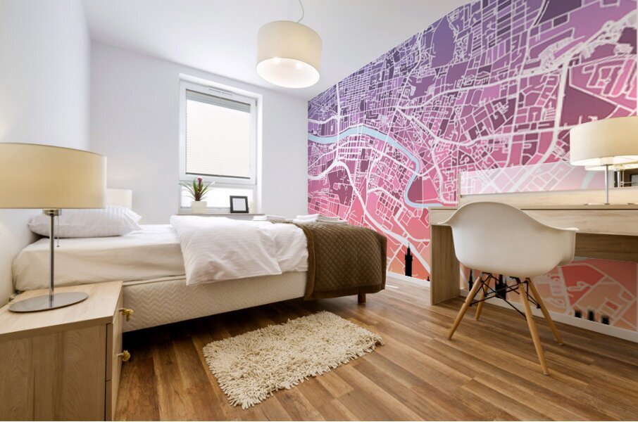 Glasgow Skyline Map Mural print