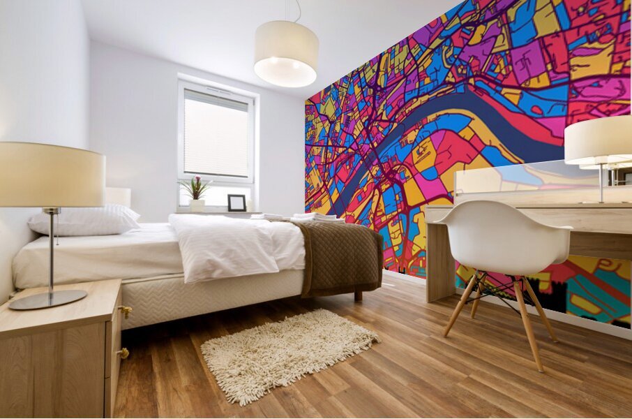 Newcastle Skyline Map Mural print