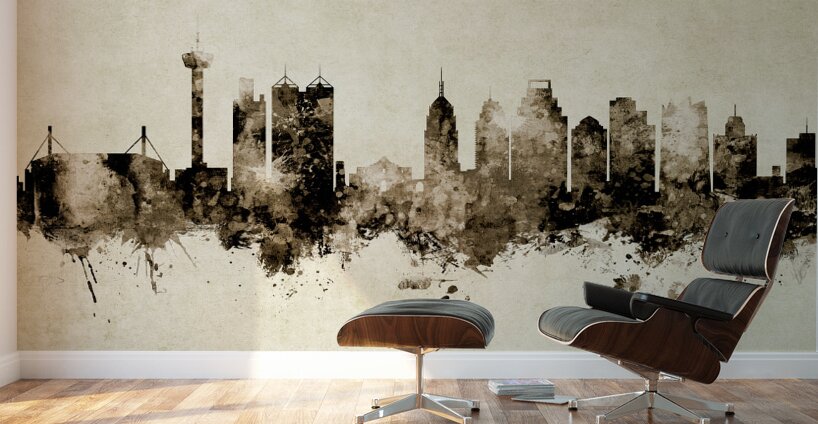 San Antonio Texas Skyline by Michael Tompsett Wall Art