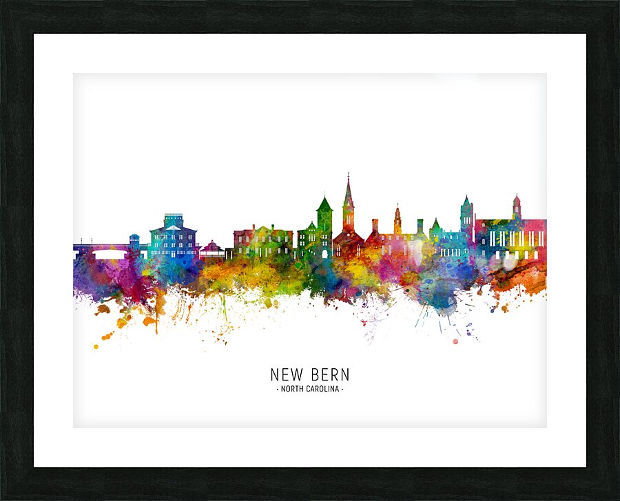New Bern North Carolina Skyline Picture Frame print