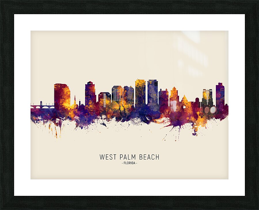 West Palm Beach Florida Skyline Picture Frame print