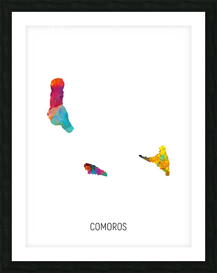Comoros Watercolor Map Picture Frame print