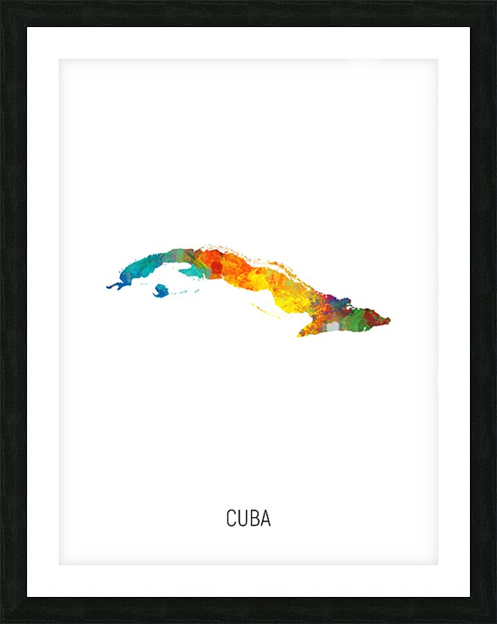Cuba Watercolor Map Picture Frame print