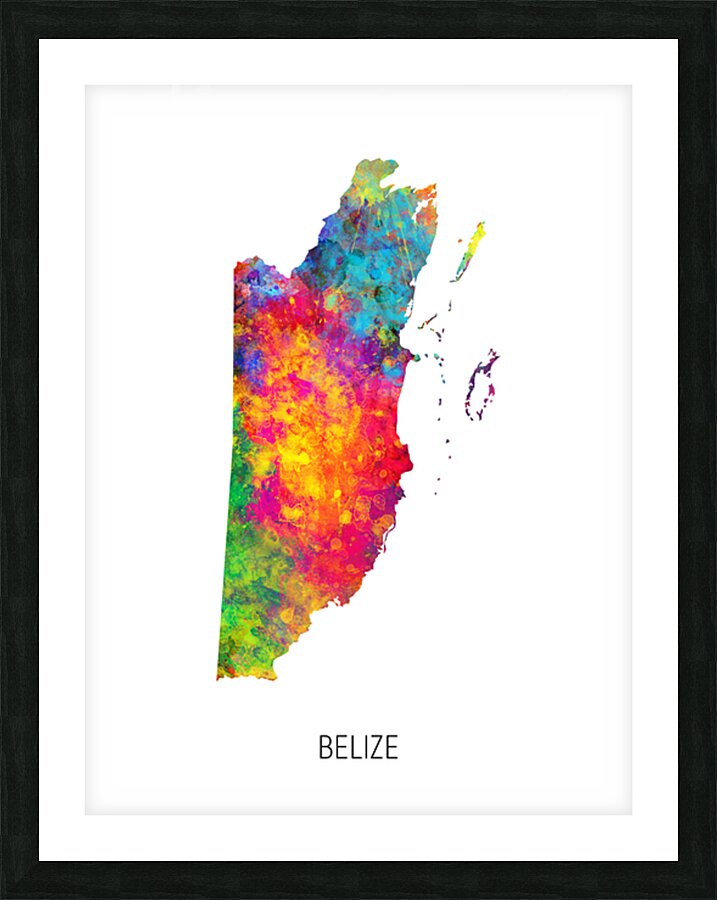 Belize Watercolor Map Picture Frame print