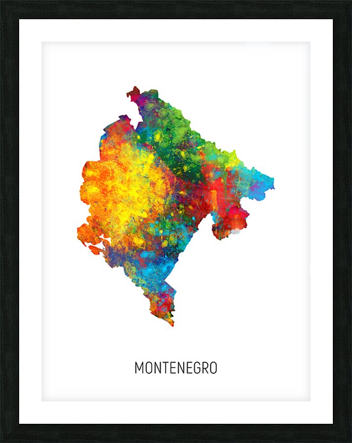 Montenegro Watercolor Map Picture Frame print