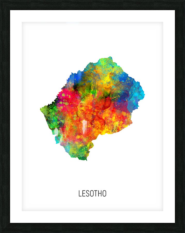 Lesotho Watercolor Map Picture Frame print