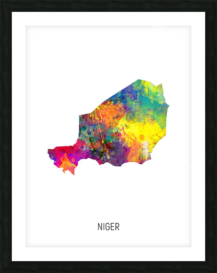 Niger Watercolor Map Picture Frame print