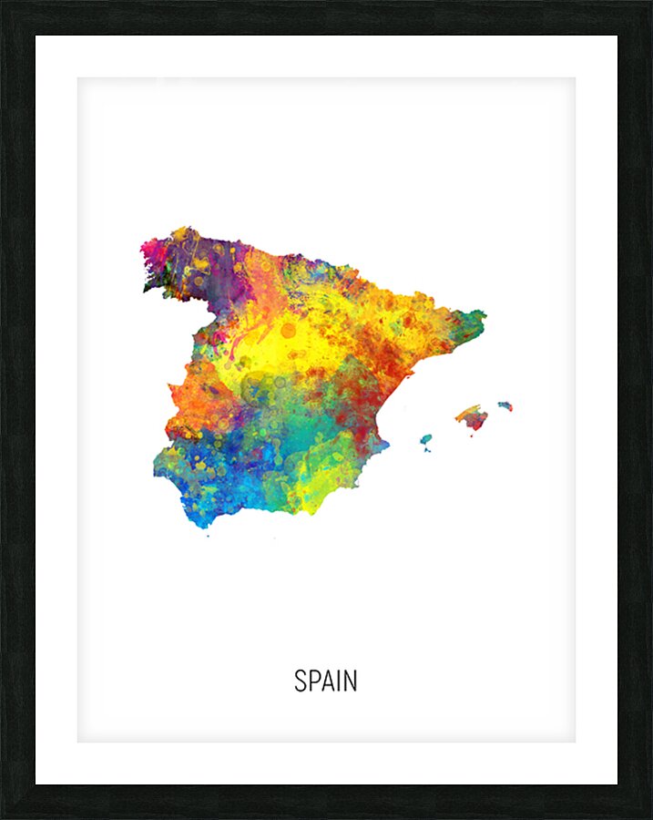 Spain Watercolor Map Picture Frame print