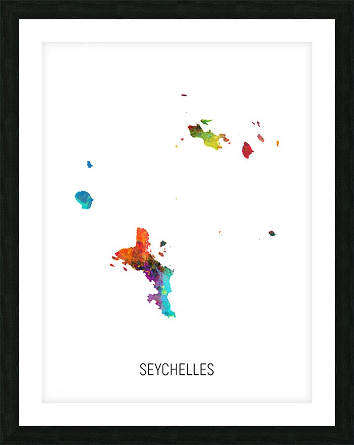 Seychelles Watercolor Map Picture Frame print
