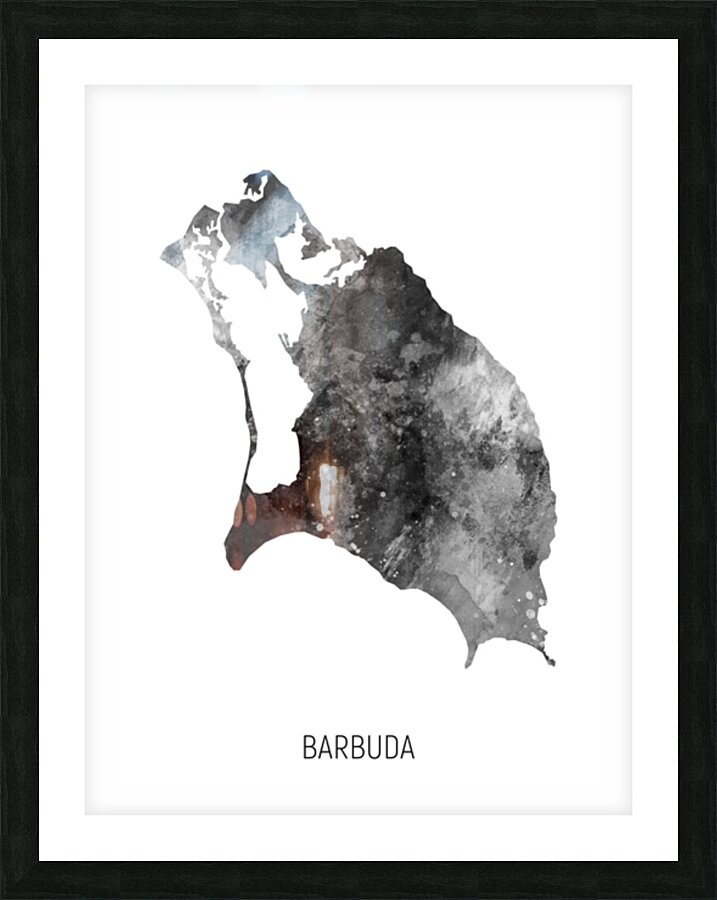 Barbuda Watercolor Map Picture Frame print
