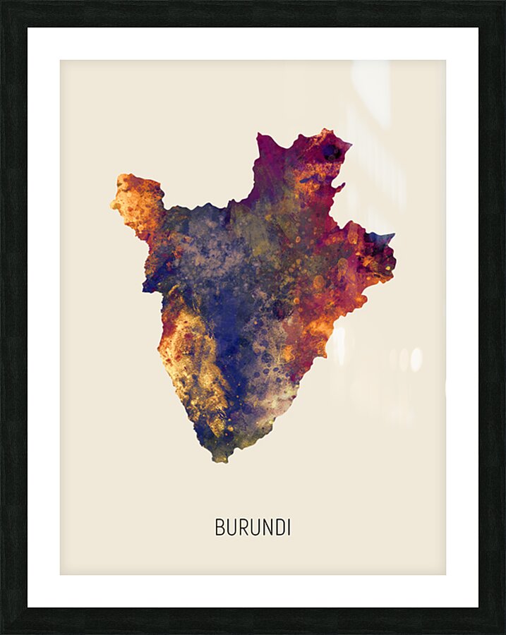 Burundi Watercolor Map Picture Frame print