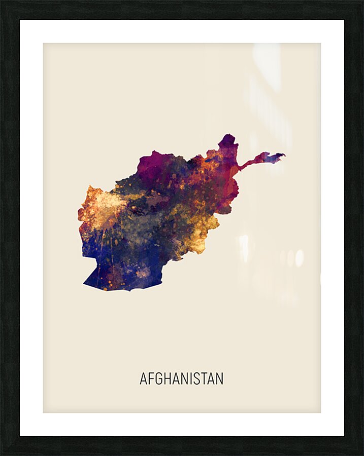 Afghanistan Watercolor Map Picture Frame print
