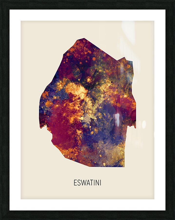 Eswatini Watercolor Map Picture Frame print