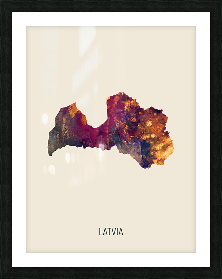 Latvia Watercolor Map Picture Frame print