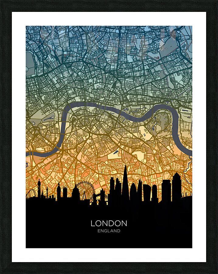 London Skyline Map Picture Frame print