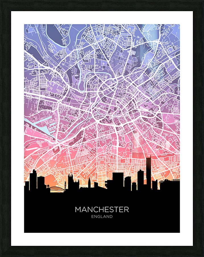Manchester Skyline Map Picture Frame print