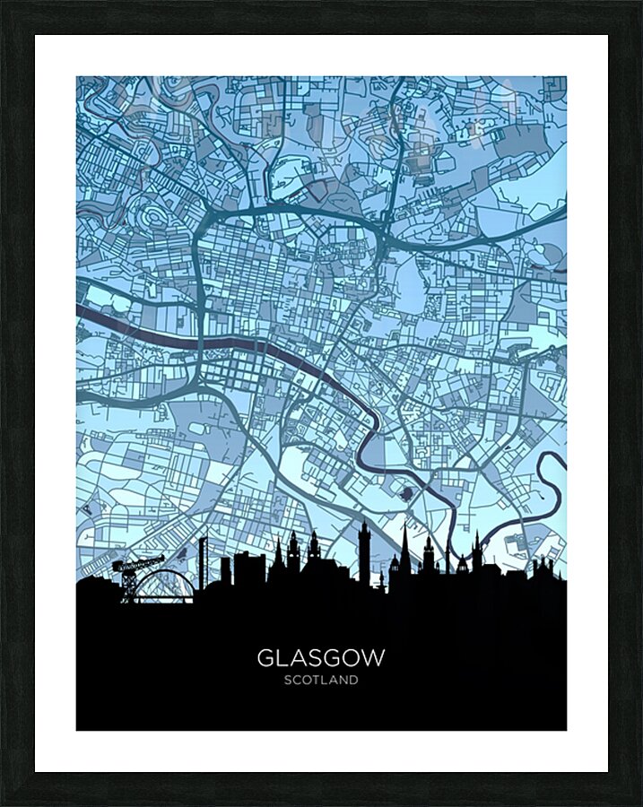 Glasgow Skyline Map Picture Frame print
