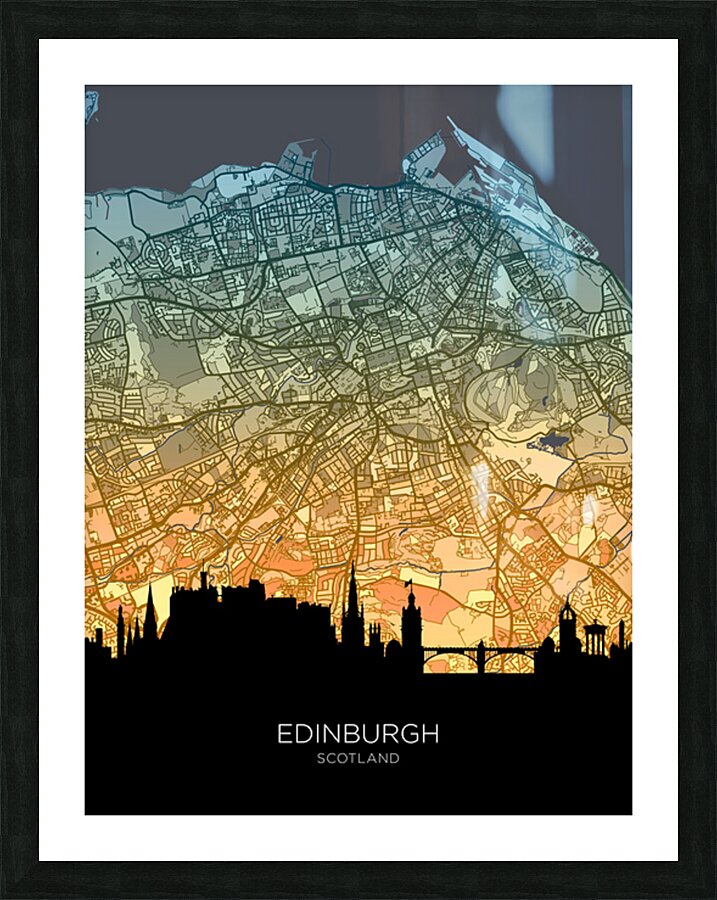 Edinburgh Skyline Map Picture Frame print