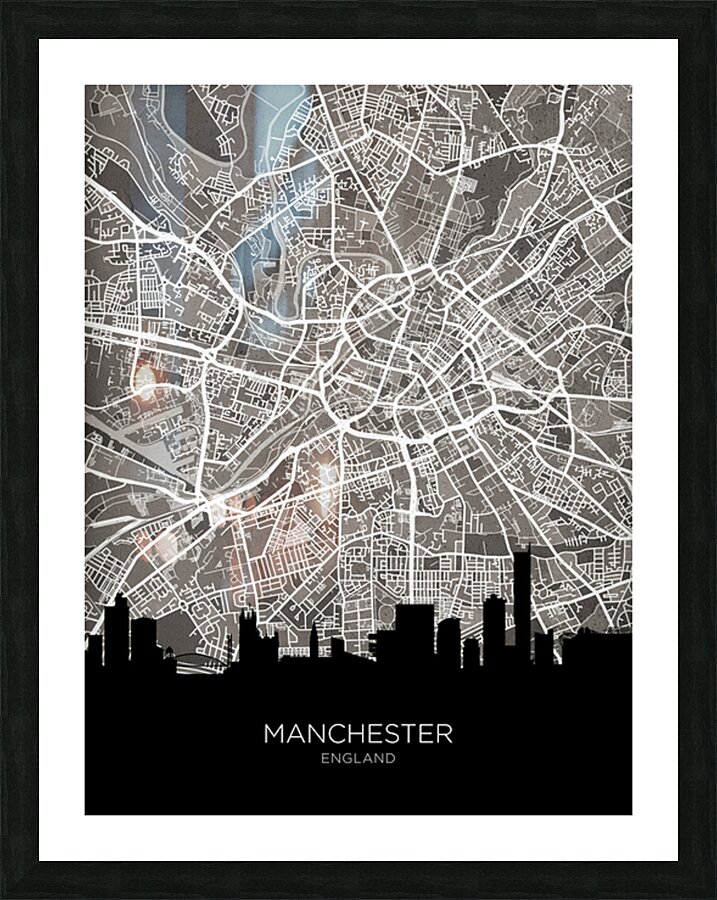 Manchester Skyline Map Picture Frame print