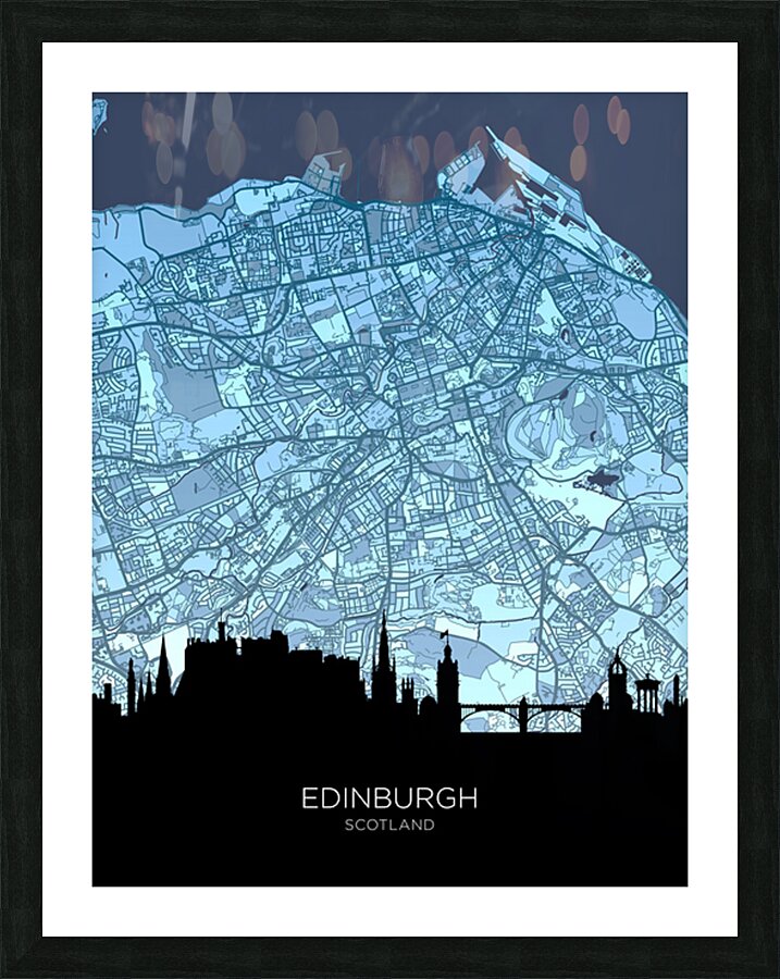 Edinburgh Skyline Map Picture Frame print
