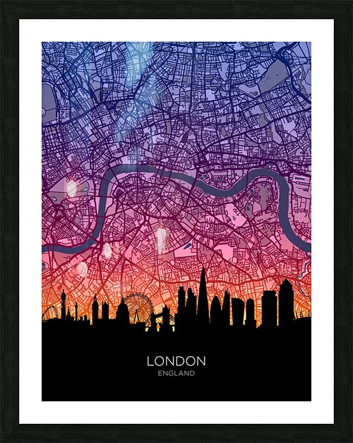 London Skyline Map Picture Frame print