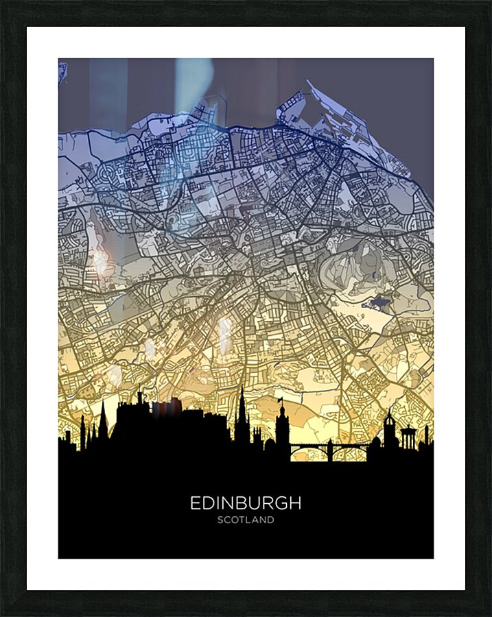 Edinburgh Skyline Map Picture Frame print