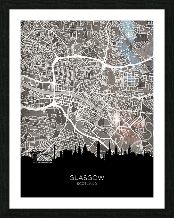 Glasgow Skyline Map Picture Frame print