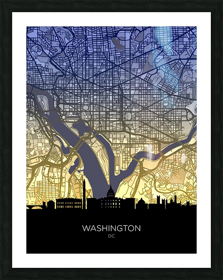 Washington DC Skyline Map Picture Frame print