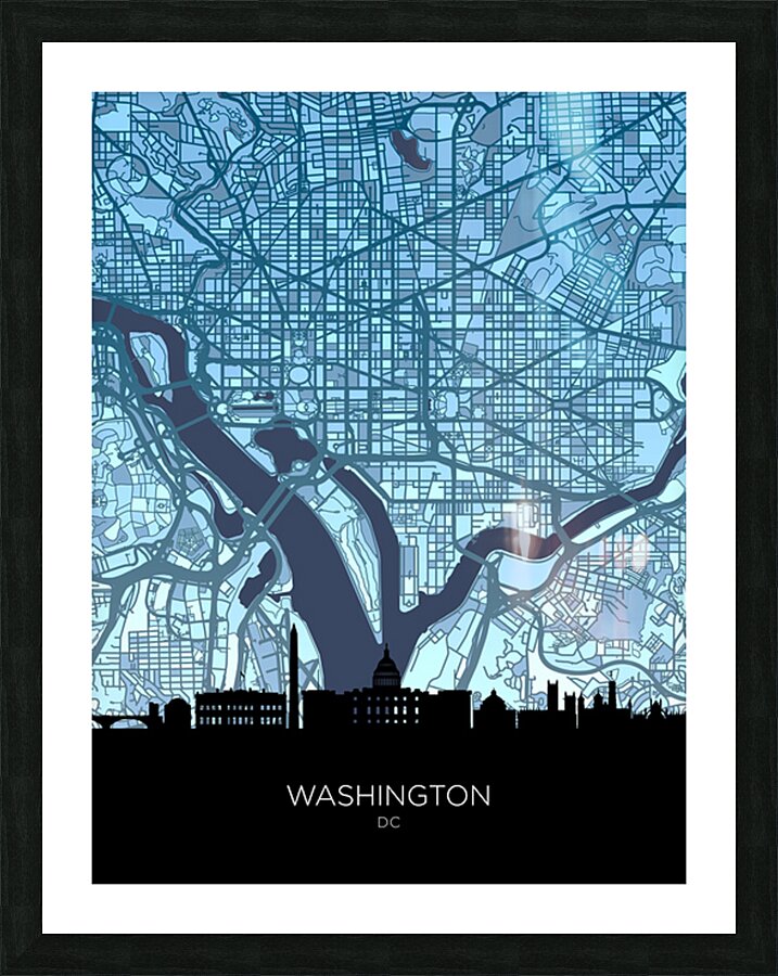 Washington DC Skyline Map Picture Frame print