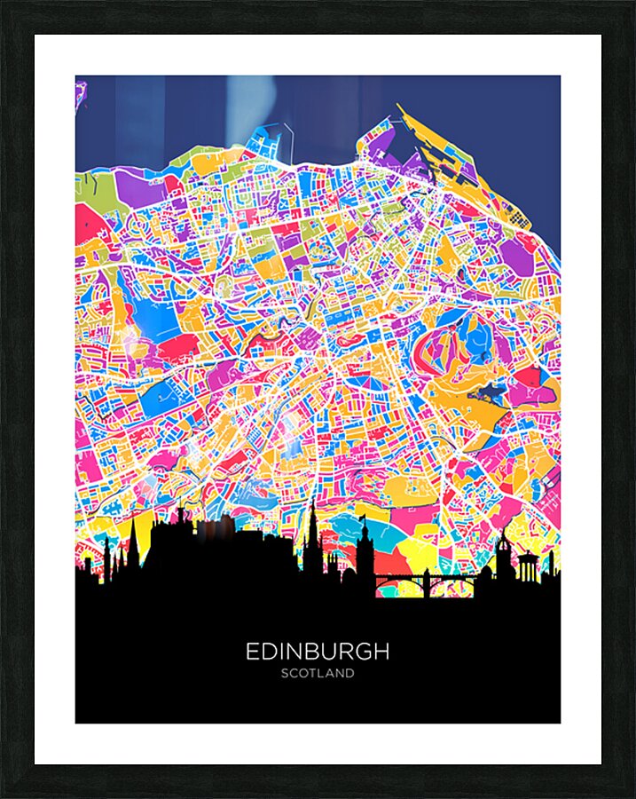 Edinburgh Skyline Map Picture Frame print