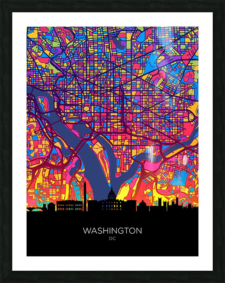 Washington DC Skyline Map Picture Frame print