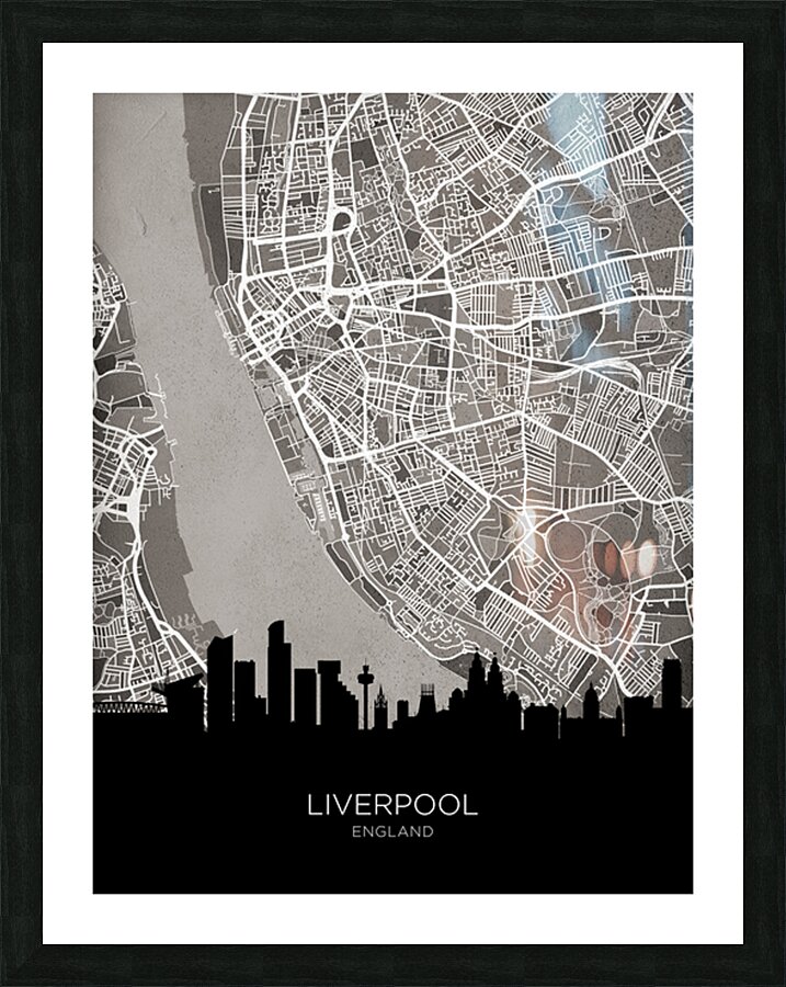 Liverpool Skyline Map Picture Frame print