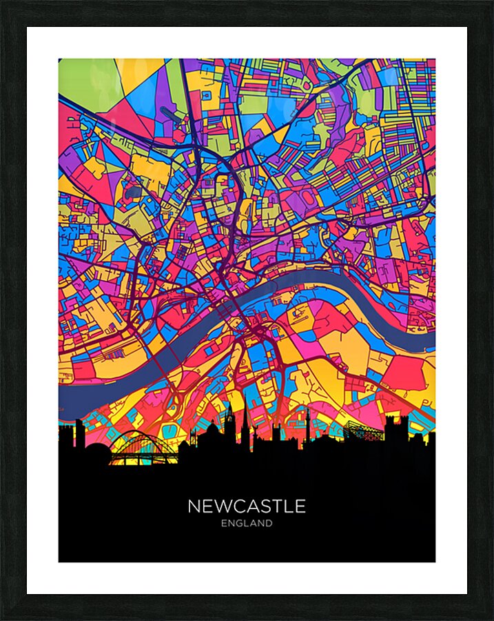 Newcastle Skyline Map Picture Frame print