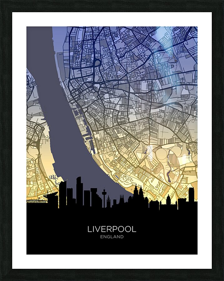 Liverpool Skyline Map Picture Frame print