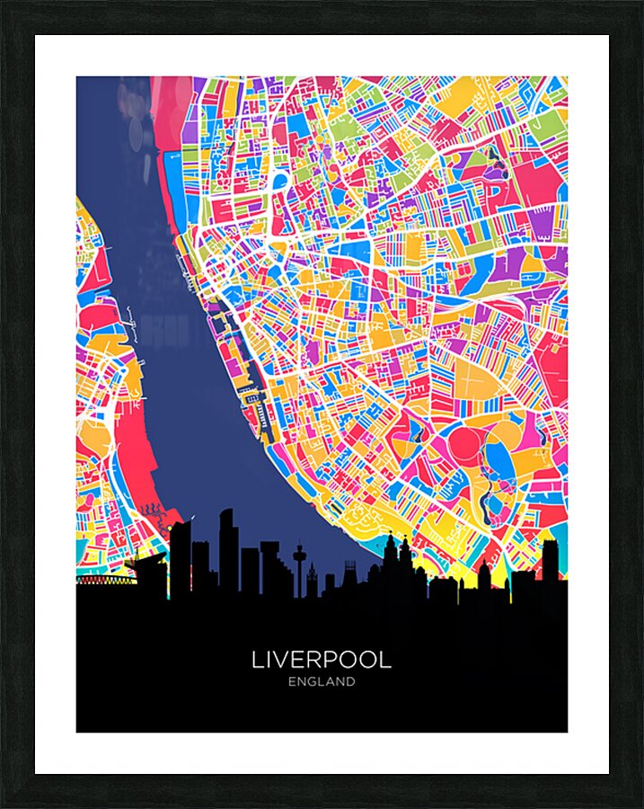 Liverpool Skyline Map Picture Frame print