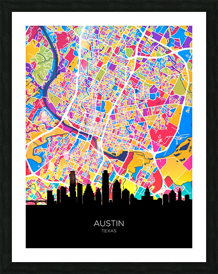 Austin Texas Skyline Map Picture Frame print