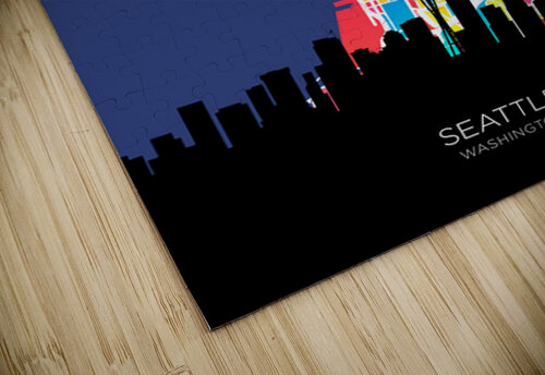 Seattle Washington Skyline Map Michael Tompsett puzzle