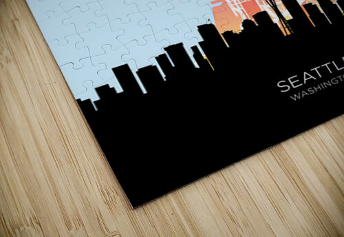 Seattle Washington Skyline Map Michael Tompsett puzzle