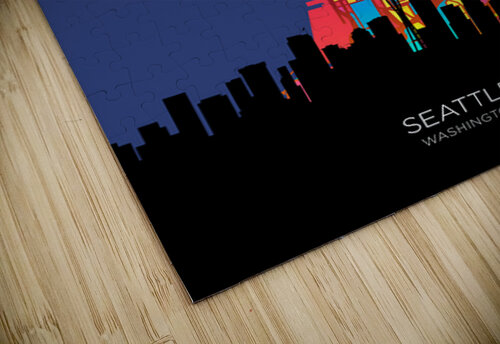 Seattle Washington Skyline Map Michael Tompsett puzzle