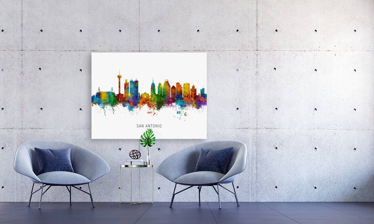 San Antonio Texas Skyline Reproduction
