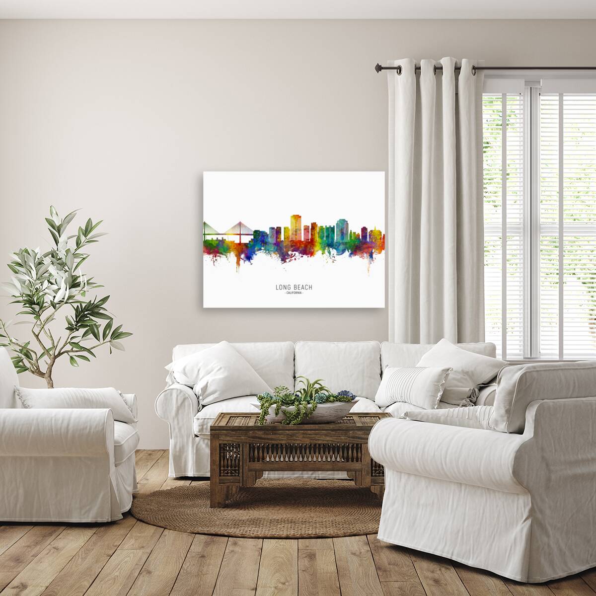 Long Beach California Skyline Reproduction