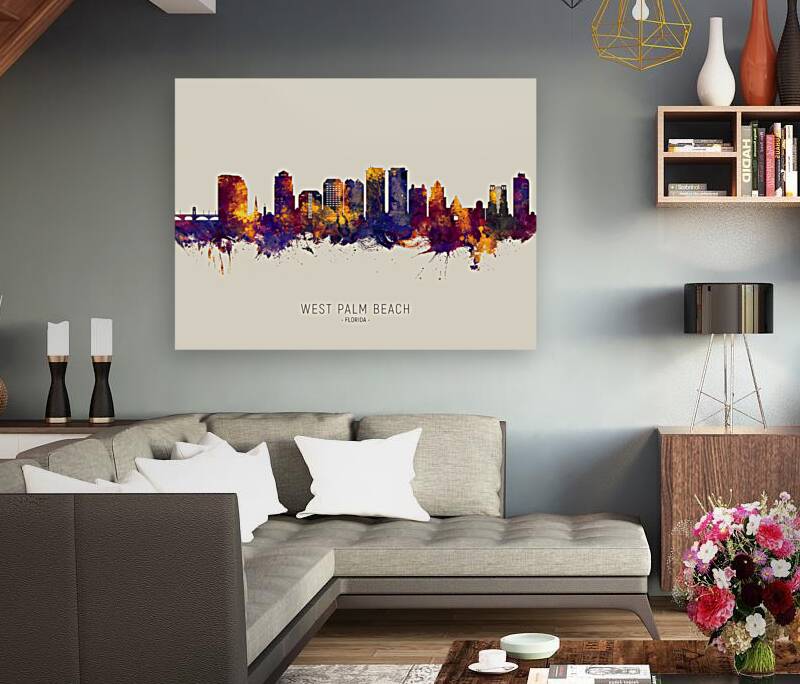 West Palm Beach Florida Skyline Reproduction